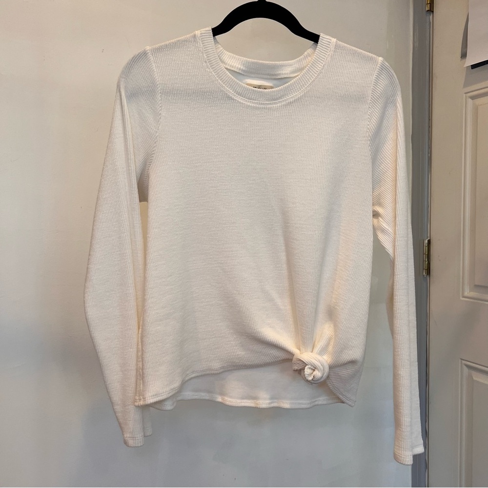 Madewell women’s Texture & Thread Jacquard Knot-Front Top Large in Ivory